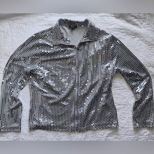 Lisa International Y2K Mirror Tile Disco Zip Jacket Clubwear Festival Top Large